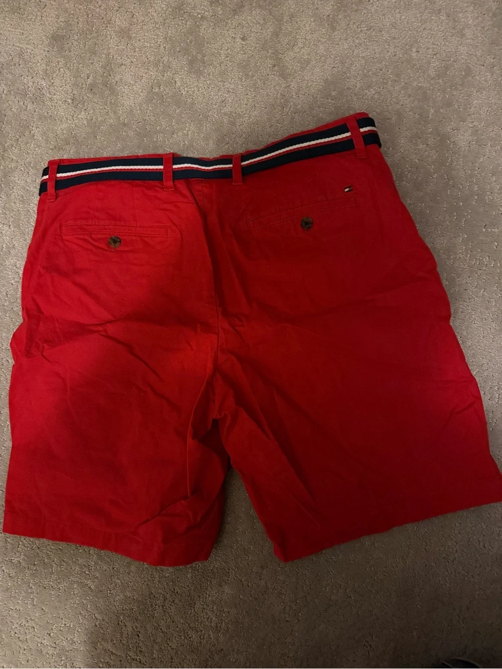 Tommy Hilfiger Red Men's Shorts with Navy Trim Belt